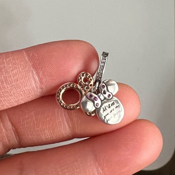 NWOT Disney Minnie Mouse Silhouette Double Dangle Charm Sterling Silver 925 - Picture 6 of 9